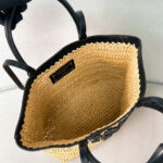 Prada Small Crochet And Leather Tote Bag 1BG500 Apricot